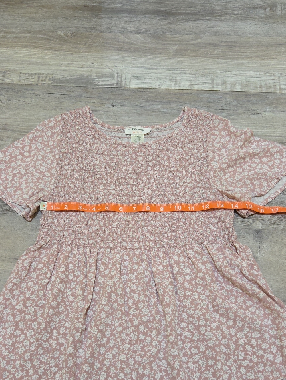 Urban Romantics Rose-Pink Floral Smocked Peplum Short Sleeve Top Womens S - Picture 3 of 6